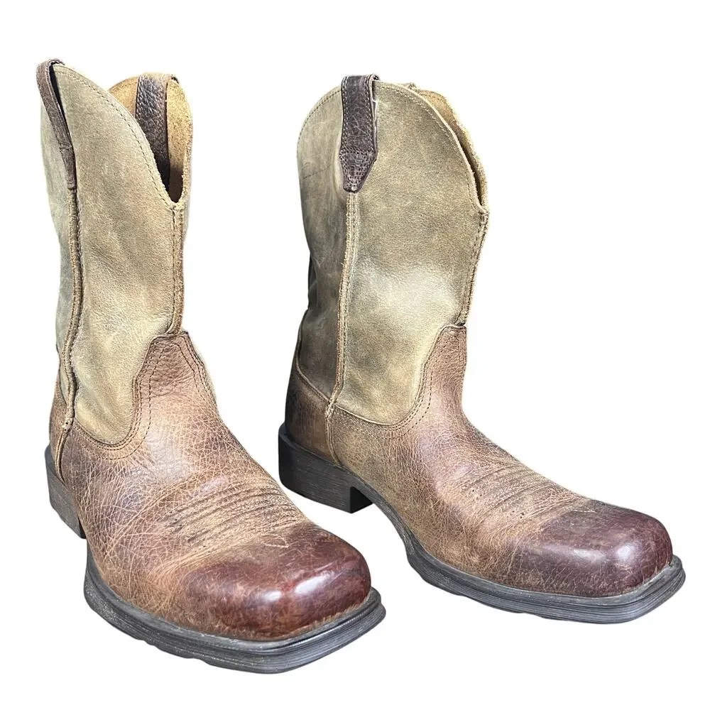 Ariat Men’s Rambler Distressed Brown Leather Cowboy Boots Men’s 10.5 D